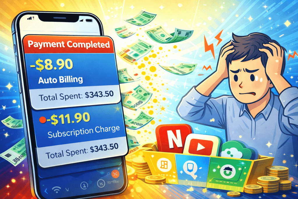 자동결제 구독 결제 내역이 계속 쌓이는 모습