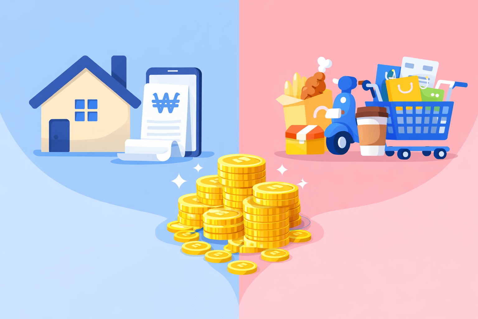 고정비와 변동비를 비교한 소비 구조 분석 이미지