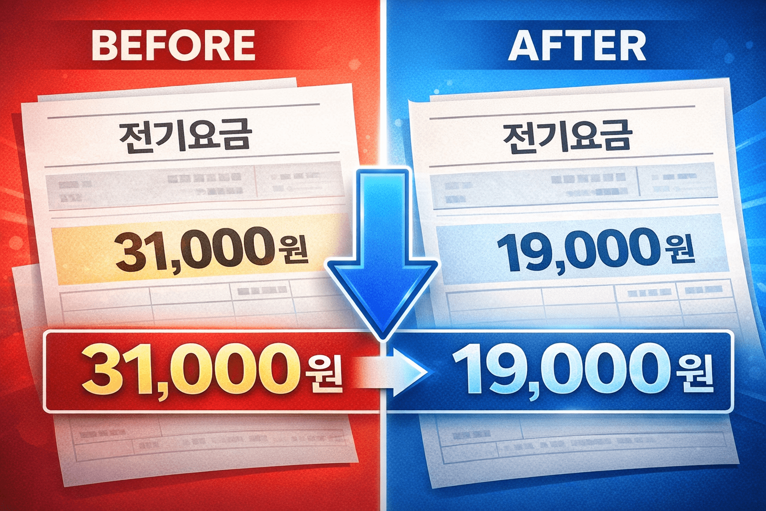 전기요금 절약 전후 비교 이미지