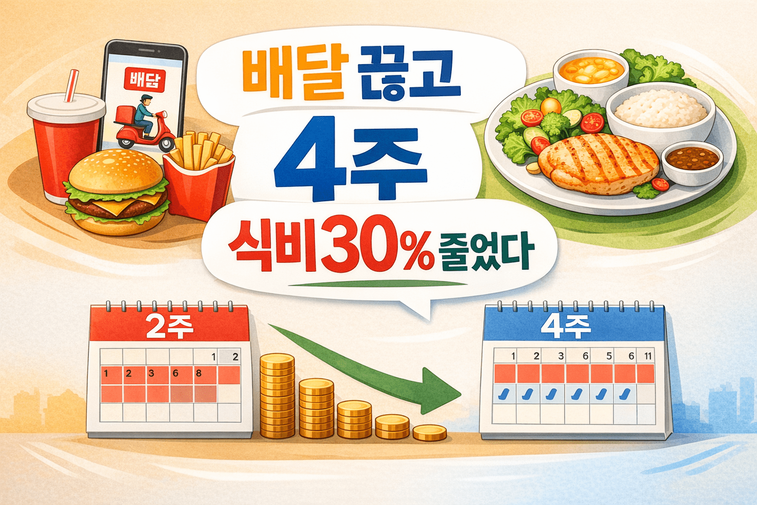 배달 끊기 4주 실험 식비 절약 변화