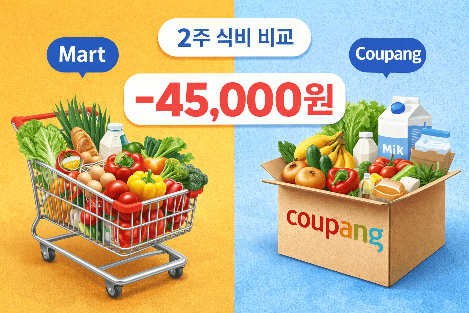 식비 절약 마트 vs 쿠팡 장보기 비교 결과