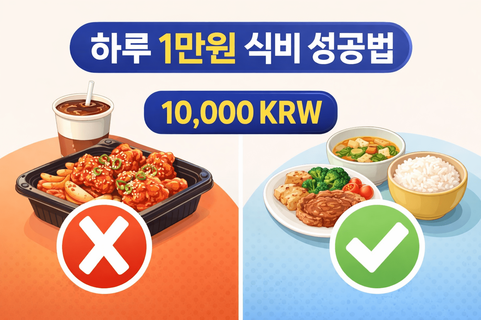 하루 1만원 식비 절약 방법 비교 이미지