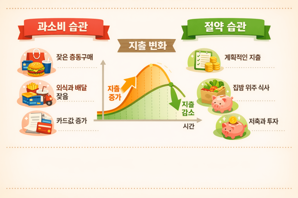 돈 새는 습관 5가지, 실제 소비 로그로 확인한 변화 3 소비 패턴 변화 그래프