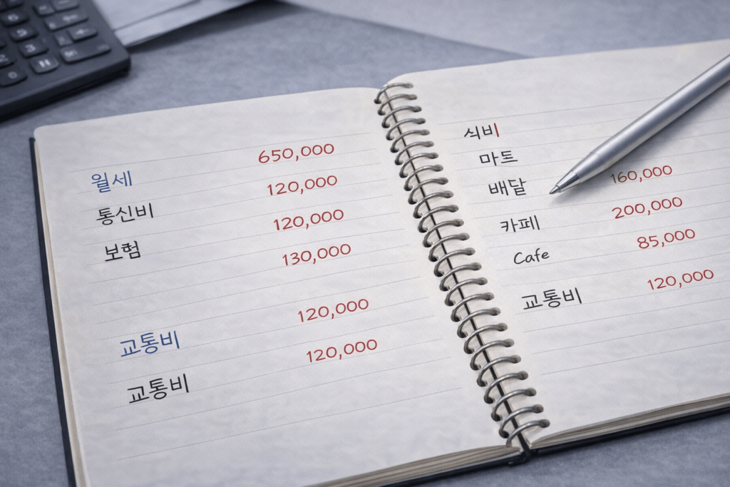 1인가구 생활비 지출 구조 가계부