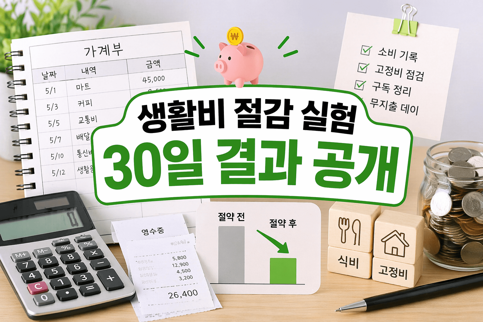 생활비 절감 실험 30일 결과 공개 썸네일 이미지