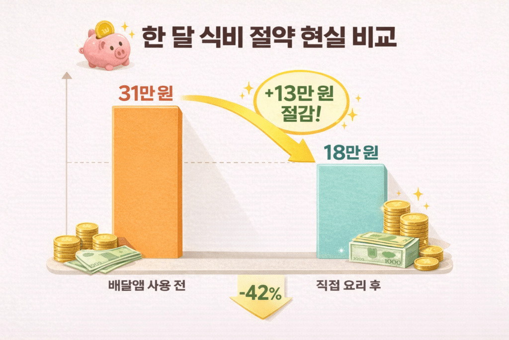 식비 절약 그래프 비교