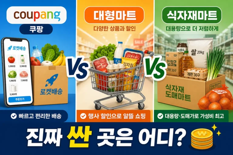 대형마트 vs 식자재마트 vs 쿠팡 가격 비교